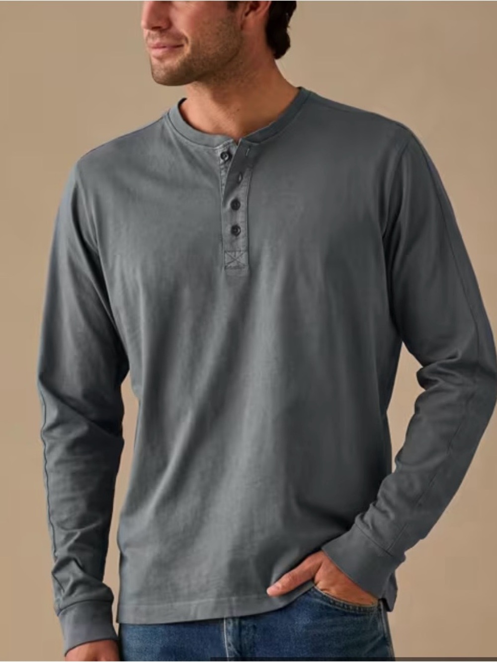 Fieldworth Loomwash Jersey Men XL Gray Cotton Casual Comfort Henley Normcore